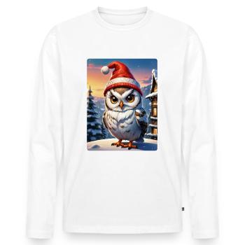 Anime Winterlandschaft Eule 1.2 - Männer Premium Bio Langarmshirt - Weiß - Vorne - Nico (187cm)