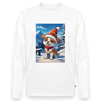 Anime Winterlandschaft Hund 1.9 - Männer Premium Bio Langarmshirt - Weiß - Vorne - Nico (187cm)