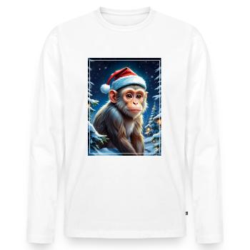 Winter Landscape Monkey 1.15 - Men's Premium Organic Long Sleeve Shirt - white - Front - Nico (187cm)