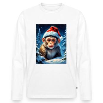Winter Wonderland Monkey 1.7 - Men's Premium Organic Long Sleeve Shirt - white - Front - Nico (187cm)