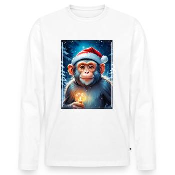 Winter Landscape Monkey 1.13 - Men's Premium Organic Long Sleeve Shirt - white - Front - Nico (187cm)