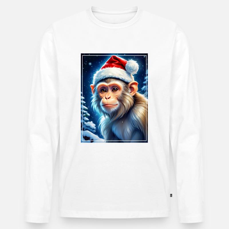 Winterlandschaft Monkey 1.10 - Männer Premium Bio Langarmshirt - Weiß