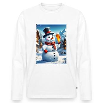 Christmas Snowman Beer 1.1 - Men's Premium Organic Long Sleeve Shirt - white - Front - Nico (187cm)