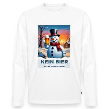 Christmas Snowman Beer 2.3 - Men's Premium Organic Long Sleeve Shirt - white - Front - Nico (187cm)