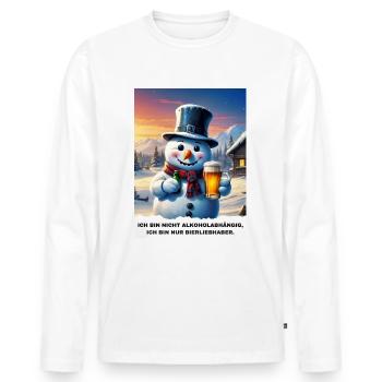 Christmas Snowman Beer 2.10 - Men's Premium Organic Long Sleeve Shirt - white - Front - Nico (187cm)