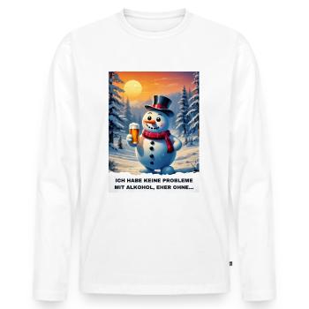 Christmas Snowman Beer 2.7 - Men's Premium Organic Long Sleeve Shirt - white - Front - Nico (187cm)