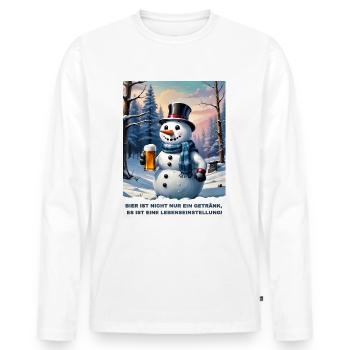 Christmas Snowman Beer 2.6 - Men's Premium Organic Long Sleeve Shirt - white - Front - Nico (187cm)