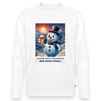 Christmas Snowman Beer 2.8 - Men's Premium Organic Long Sleeve Shirt - white - Front - Nico (187cm)