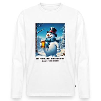 Christmas Snowman Beer 2.9 - Men's Premium Organic Long Sleeve Shirt - white - Front - Nico (187cm)