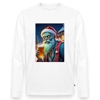 Weihnachten Zombie Bier 1 6 - Männer Premium Bio Langarmshirt - Weiß - Vorne - Nico (187cm)