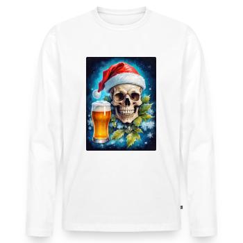 Weihnachten Skull Bier 1.3 - Männer Premium Bio Langarmshirt - Weiß - Vorne - Nico (187cm)