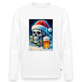 Weihnachten Skull Bier 1.7 - Männer Premium Bio Langarmshirt - Weiß - Vorne - Nico (187cm)