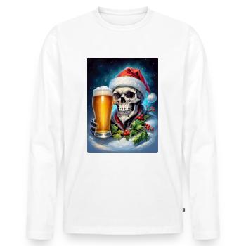 Weihnachten Skull Bier 1.8 - Männer Premium Bio Langarmshirt - Weiß - Vorne - Nico (187cm)
