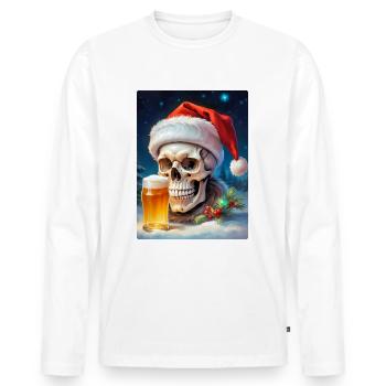 Weihnachten Skull Bier 1.10 - Männer Premium Bio Langarmshirt - Weiß - Vorne - Nico (187cm)