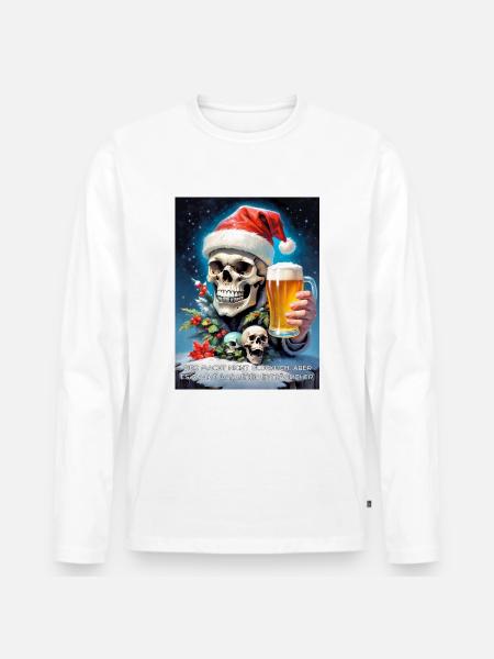 Weihnachten Skull Bier 2.12 - Männer Premium Bio Langarmshirt - Weiß