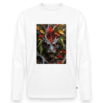 Gruselige Pflanzen Dino 1.1 - Männer Premium Bio Langarmshirt - Weiß - Vorne - Nico (187cm)