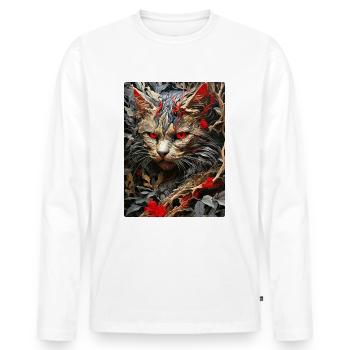 Spooky Plants Cat 1.4 - Men's Premium Organic Long Sleeve Shirt - white - Front - Nico (187cm)