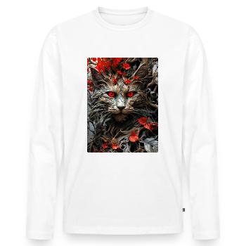 Spooky Plants Cat 1.6 - Men's Premium Organic Long Sleeve Shirt - white - Front - Nico (187cm)