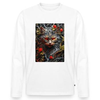 Spooky Plants Cat 1.1 - Men's Premium Organic Long Sleeve Shirt - white - Front - Nico (187cm)
