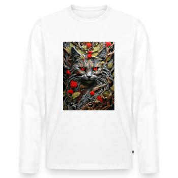 Spooky Plants Cat 1.3 - Men's Premium Organic Long Sleeve Shirt - white - Front - Nico (187cm)