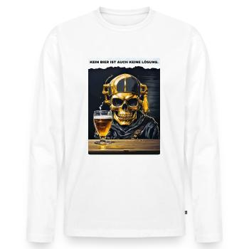 Bier Experte Skull 1.7 - Männer Premium Bio Langarmshirt - Weiß - Vorne - Nico (187cm)