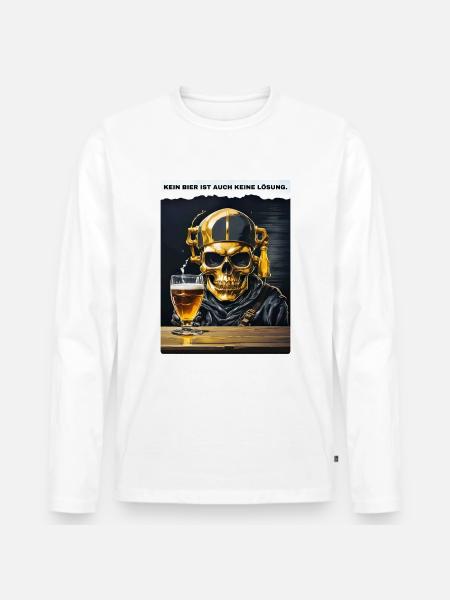 Bier Experte Skull 1.7 - Männer Premium Bio Langarmshirt - Weiß