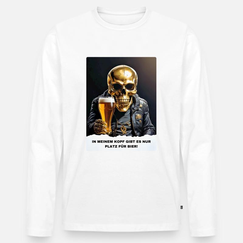 Bier Experte Skull 1.9 - Männer Premium Bio Langarmshirt - Weiß