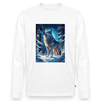 Winter Landscape Wolf 1.11 - Men's Premium Organic Long Sleeve Shirt - white - Front - Nico (187cm)