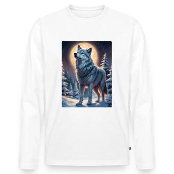 Winter Landscape Wolf 1.7 - Men's Premium Organic Long Sleeve Shirt - white - Front - Nico (187cm)