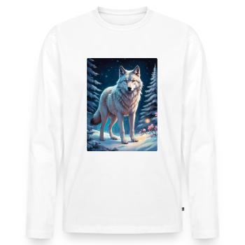 Winter Landscape Wolf 1.1 - Men's Premium Organic Long Sleeve Shirt - white - Front - Nico (187cm)