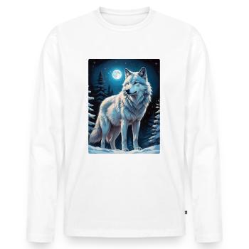 Winter Landscape Wolf 1.8 - Men's Premium Organic Long Sleeve Shirt - white - Front - Nico (187cm)