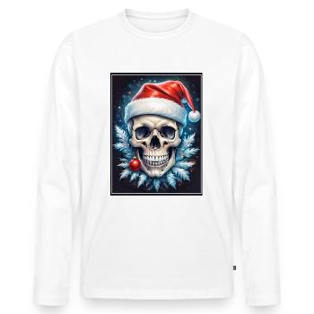 Weihnachten Skull 1.10 - Männer Premium Bio Langarmshirt - Weiß - Vorne - Nico (187cm)