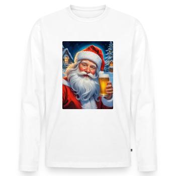 Weihnachten Santa Claus Bier 1.3 - Männer Premium Bio Langarmshirt - Weiß - Vorne - Nico (187cm)