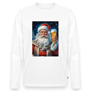 Weihnachten Santa Claus Bier 1.1 - Männer Premium Bio Langarmshirt - Weiß - Vorne - Nico (187cm)