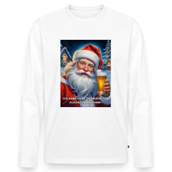 Weihnachten Santa Claus Bier 1.6 - Männer Premium Bio Langarmshirt - Weiß - Vorne - Nico (187cm)