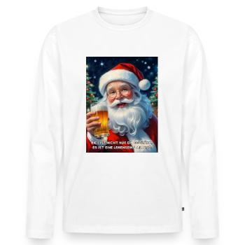 Christmas Santa Claus Beer 1.5 - Men's Premium Organic Long Sleeve Shirt - white - Front - Nico (187cm)
