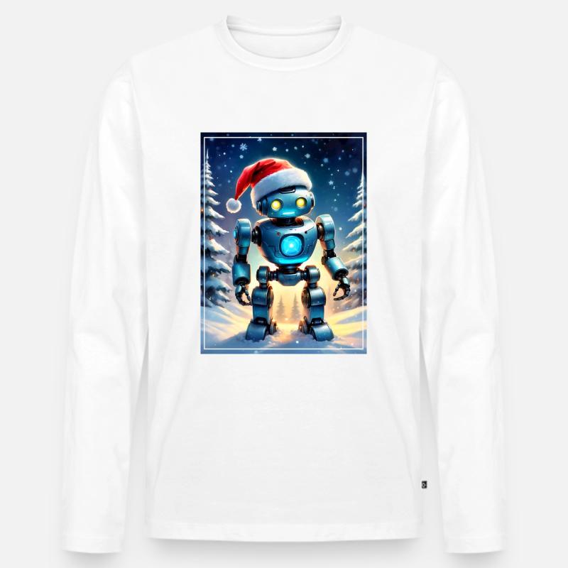 Winterlandschaft Robot 1.10 - Männer Premium Bio Langarmshirt - Weiß