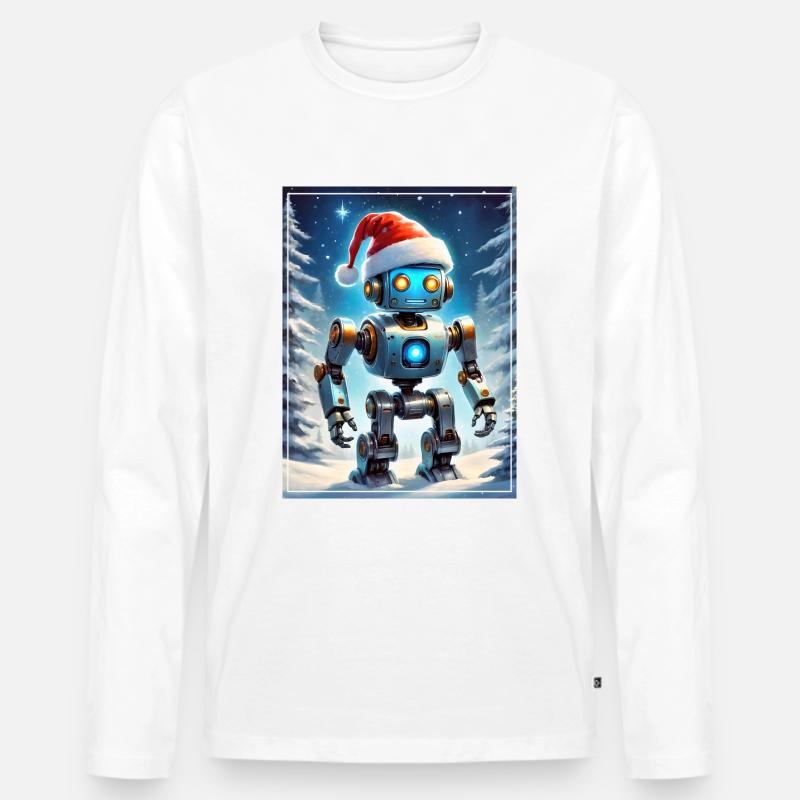 Winterlandschaft Robot 1.8 - Männer Premium Bio Langarmshirt - Weiß