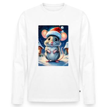 Souris paysage d’hiver 1.5 - T-shirt manches longues Premium bio Homme - blanc - Devant - Nico (187cm)
