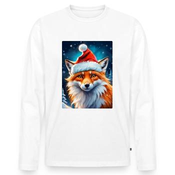 Winterlandschaft Fuchs 1.14 - Männer Premium Bio Langarmshirt - Weiß - Vorne - Nico (187cm)