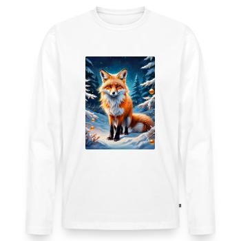 Winterlandschaft Fuchs 1.3 - Männer Premium Bio Langarmshirt - Weiß - Vorne - Nico (187cm)