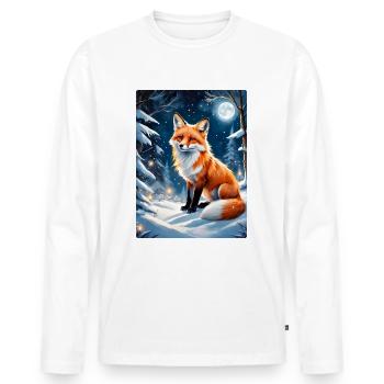 Winterlandschaft Fuchs 1.7 - Männer Premium Bio Langarmshirt - Weiß - Vorne - Nico (187cm)