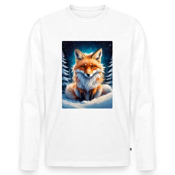 Winterlandschaft Fuchs 1.12 - Männer Premium Bio Langarmshirt - Weiß - Vorne - Nico (187cm)