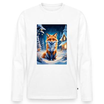 Winterlandschaft Fuchs 1.2 - Männer Premium Bio Langarmshirt - Weiß - Vorne - Nico (187cm)