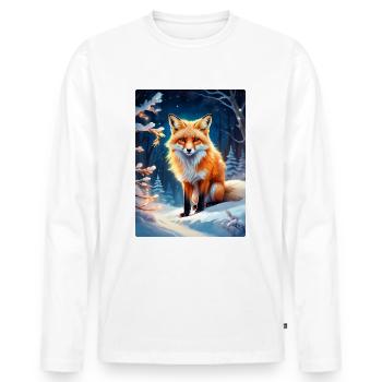 Winterlandschaft Fuchs 1.5 - Männer Premium Bio Langarmshirt - Weiß - Vorne - Nico (187cm)
