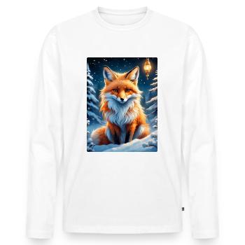 Winterlandschaft Fuchs 1.8 - Männer Premium Bio Langarmshirt - Weiß - Vorne - Nico (187cm)
