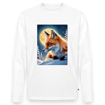 Winterlandschaft Fuchs 1.11 - Männer Premium Bio Langarmshirt - Weiß - Vorne - Nico (187cm)