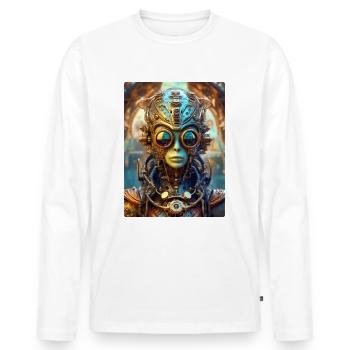 Steampunk Alien 1.14 - Men's Premium Organic Long Sleeve Shirt - white - Front - Nico (187cm)
