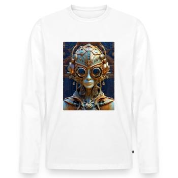 Steampunk Alien 1.1 - Men's Premium Organic Long Sleeve Shirt - white - Front - Nico (187cm)