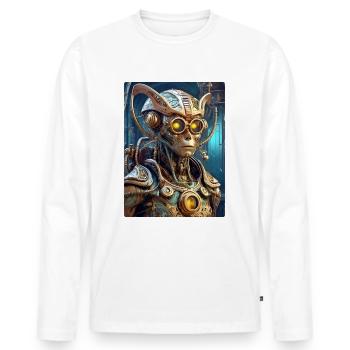 Steampunk Alien 1.4 - Men's Premium Organic Long Sleeve Shirt - white - Front - Nico (187cm)